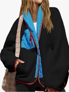 Women’s Black & Blue Reversible Cozy Jacket